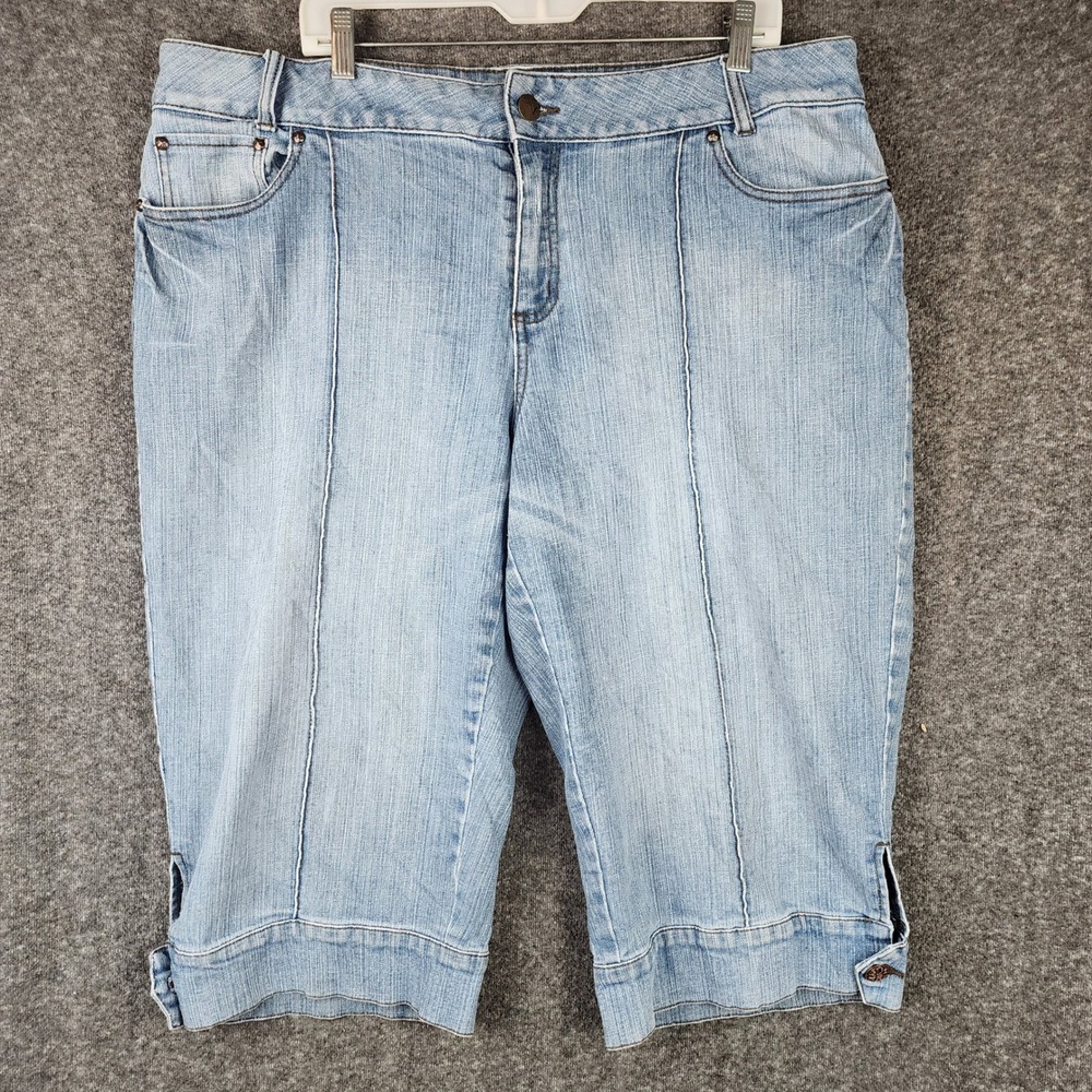 Venezia Denim Capris Women 22 Light Blue Seam Detail Cropped Jeans